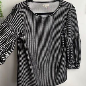 Max Studio Black and White Striped Blouse